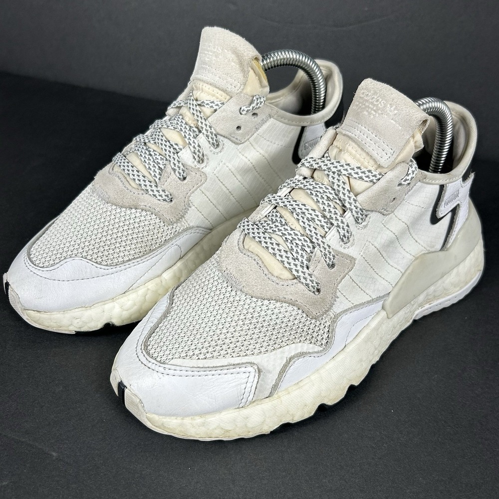 Adidas Womens Size 5 NITE Jogger Crystal White Running Boost Shoes Sneakers